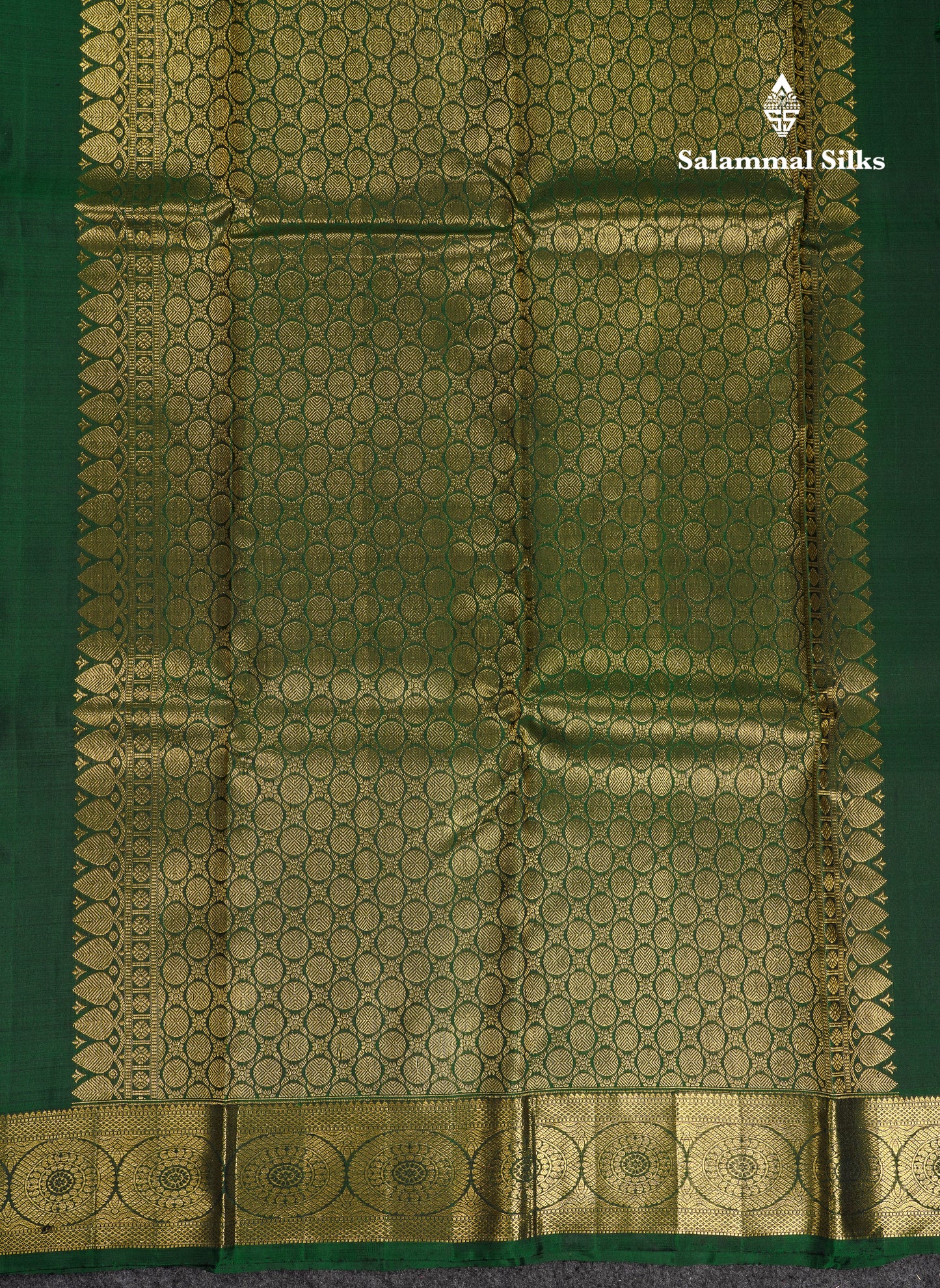 Beautiful Grey Pure Kanjivaram Silk Saree With Contrast Bottle Green Traditional Medium Border