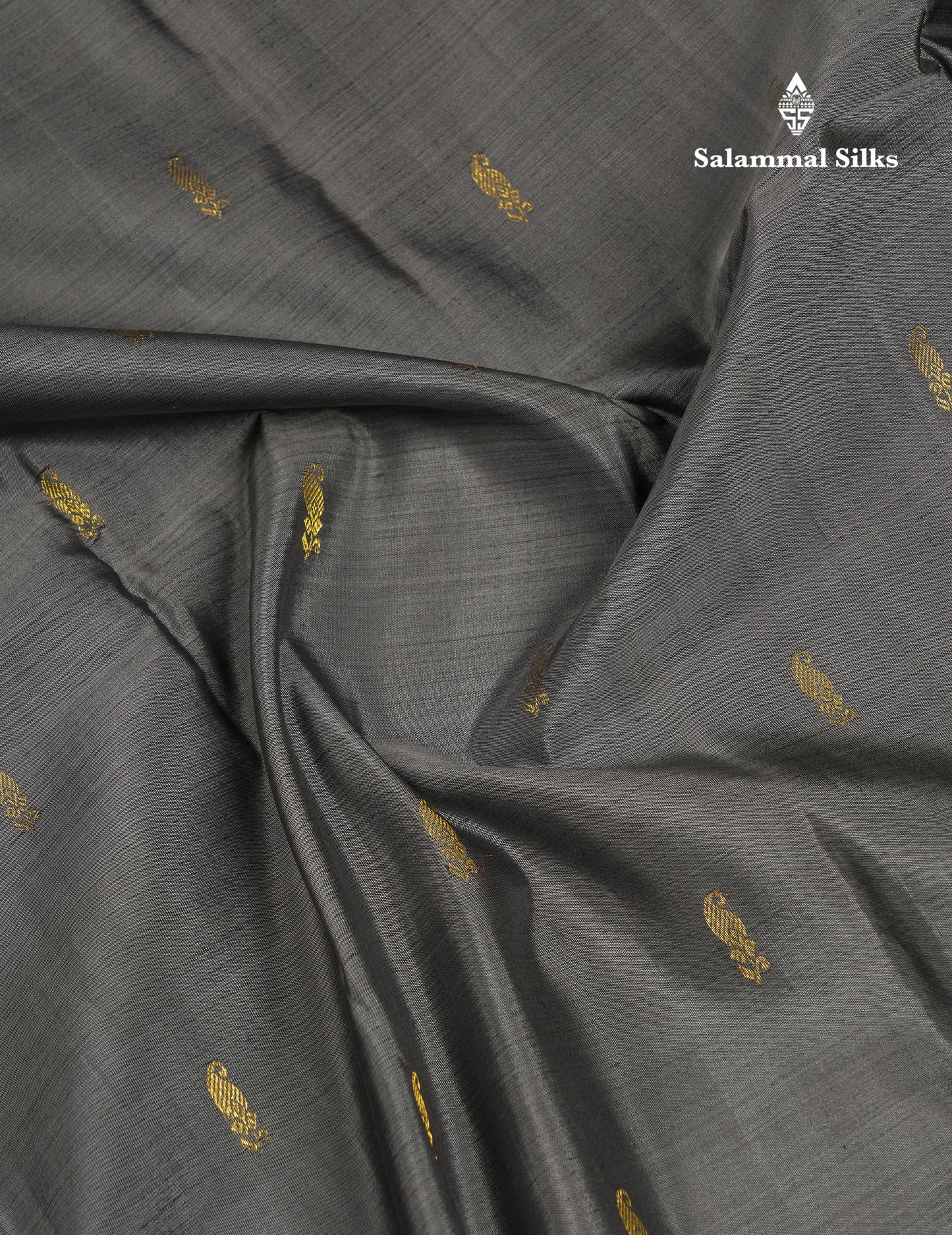Beautiful Grey Pure Kanjivaram Silk Saree With Contrast Bottle Green Traditional Medium Border
