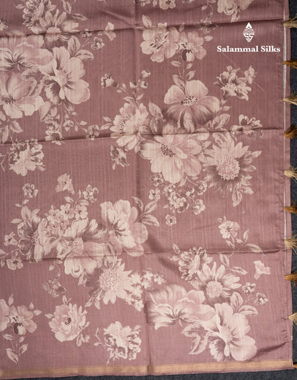 Pastel Blue Colour Semi Tussar Fancy Saree With Small Zari Border