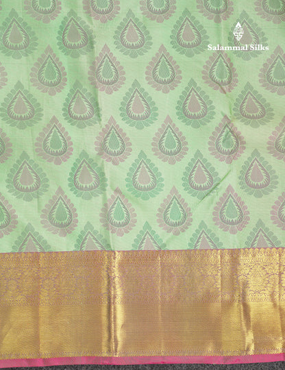 Beautiful Rexona Green Pure Kanjivaram Silk Saree WithTraditional Border