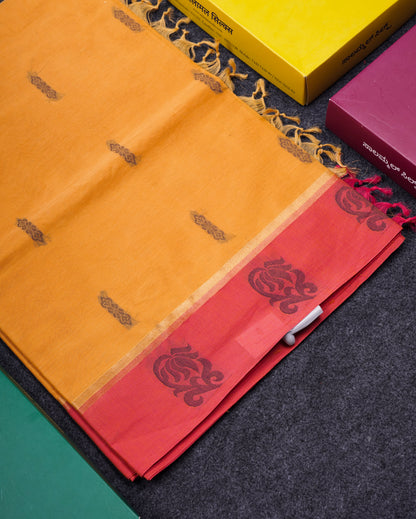 Beautiful Sapphire Blue Pure Cotton Saree With Contrast Purple Border