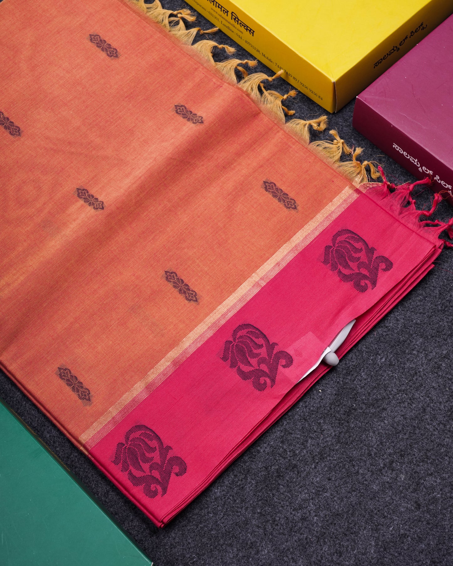 Beautiful Sapphire Blue Pure Cotton Saree With Contrast Purple Border