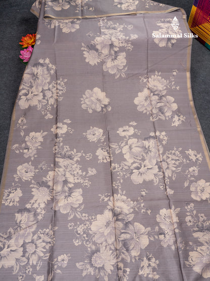 Pastel Blue Colour Semi Tussar Fancy Saree With Small Zari Border