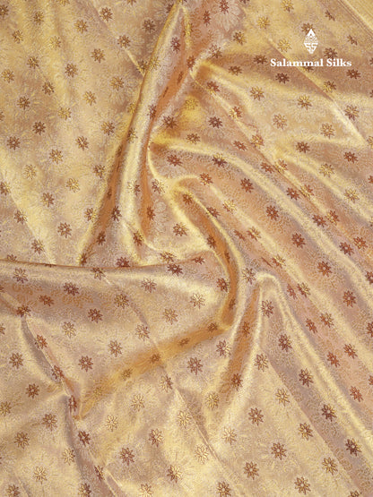 Beautiful Cream Tissue Bridal Pure Kanjivaram Silk Saree With Contrast Light Lavender Pichwai Art Border