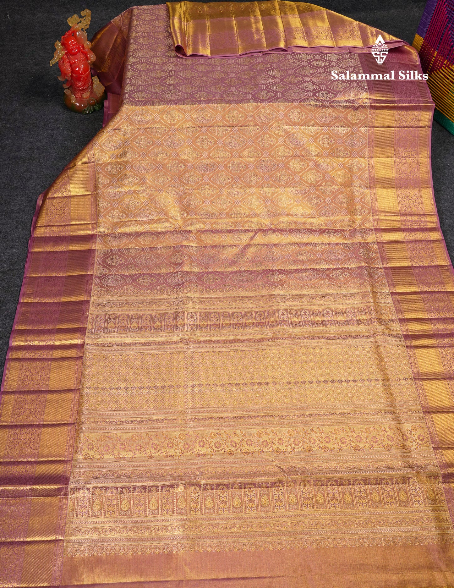 Beautiful Light Violet Tissue Bridal Pure Kanjivaram Silk Saree With Traditional Border