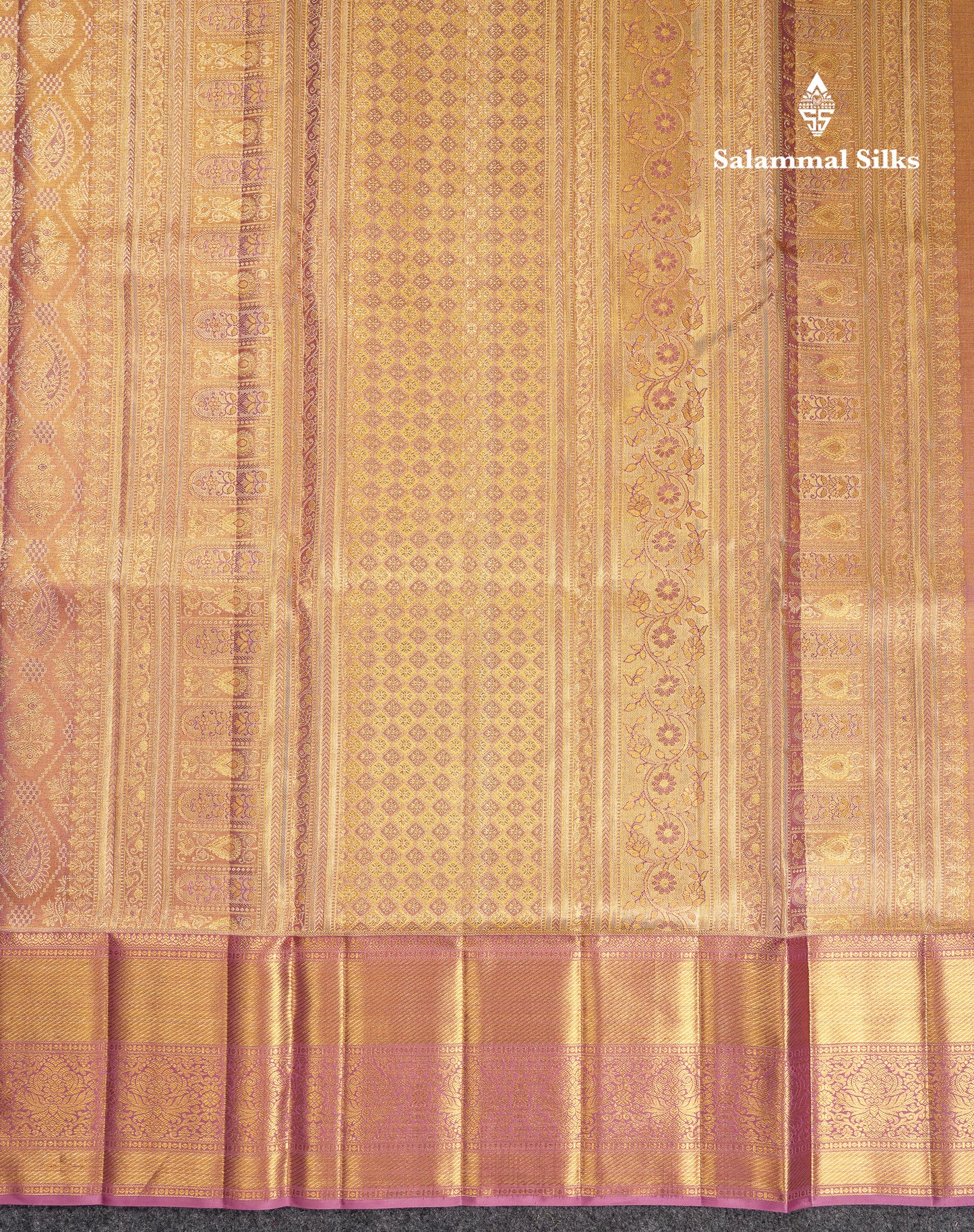 Beautiful Light Violet Tissue Bridal Pure Kanjivaram Silk Saree With Traditional Border