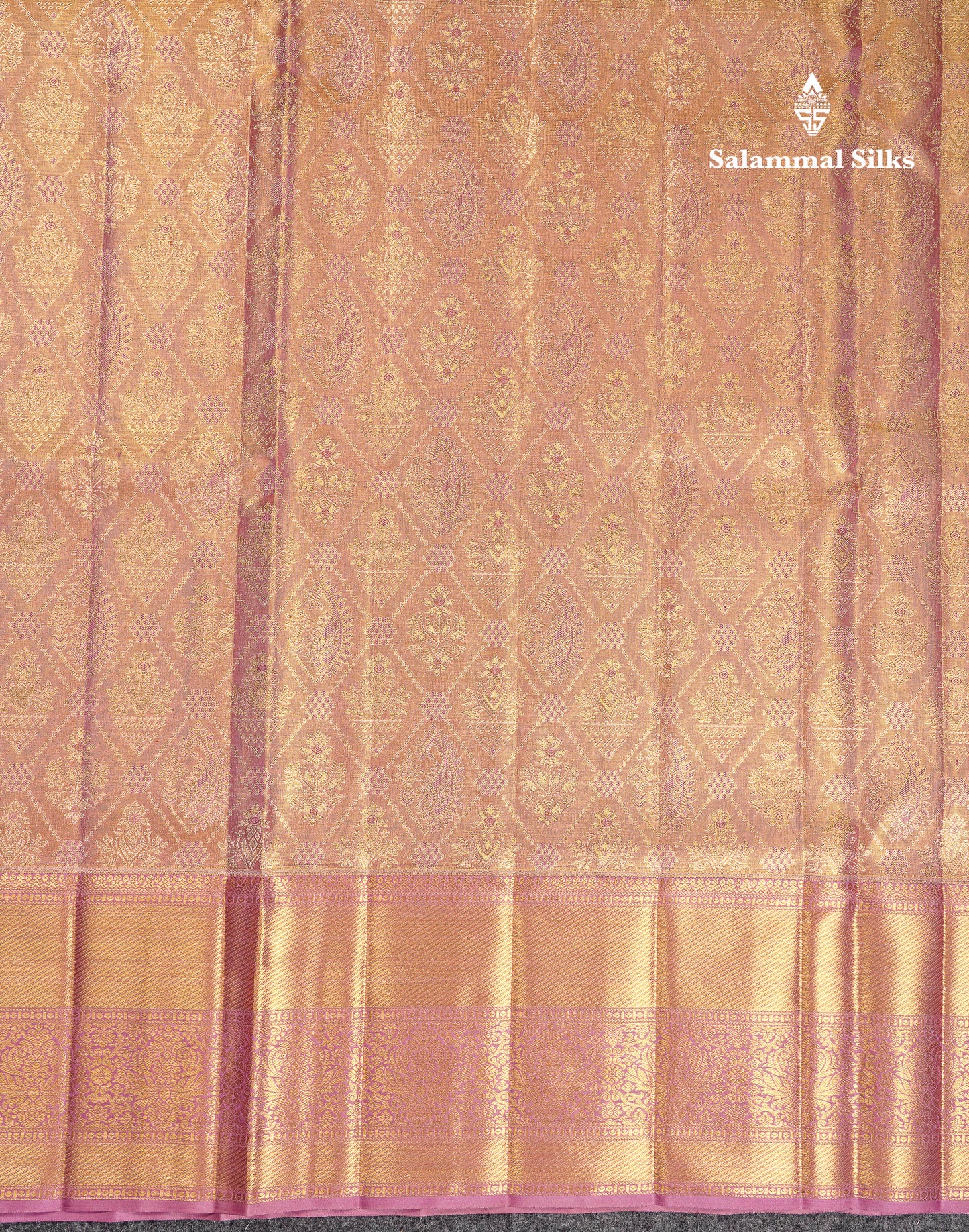 Beautiful Light Violet Tissue Bridal Pure Kanjivaram Silk Saree With Traditional Border