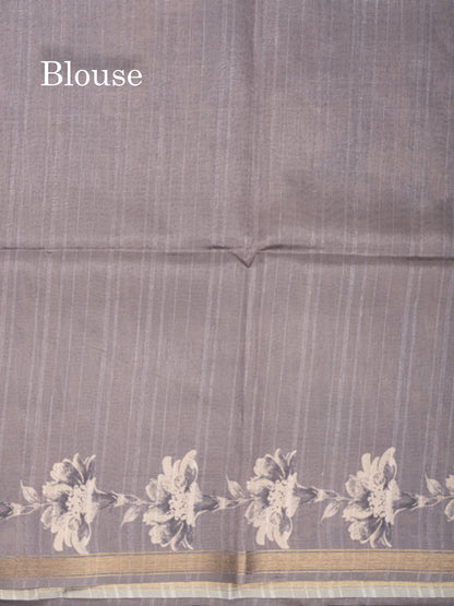 Pastel Blue Colour Semi Tussar Fancy Saree With Small Zari Border