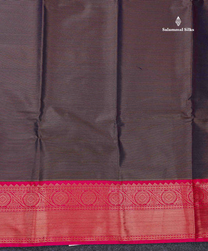 Beautiful Dark Navy Blue Vaira Oosi Lines Semi Silk Saree With Contrast Pink Traditional Border