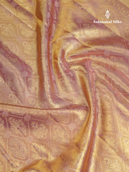 Beautiful Light Violet Tissue Bridal Pure Kanjivaram Silk Saree With Traditional Border