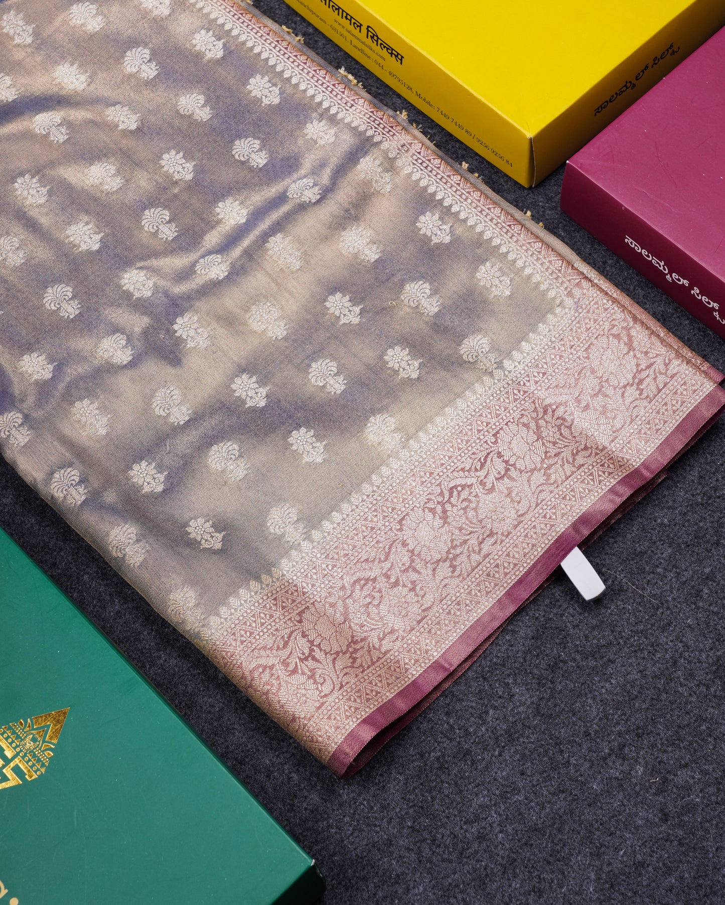 Beautiful Cream Pink Tissue Silk Mix Fancy Saree With Violet Border