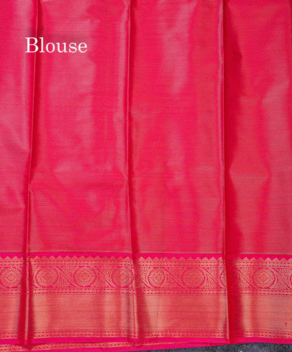 Beautiful Dark Navy Blue Vaira Oosi Lines Semi Silk Saree With Contrast Pink Traditional Border