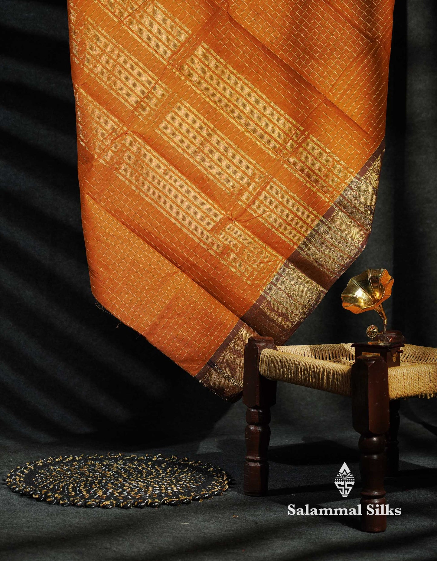 Beautiful Peacock Blue Traditional Checks Chettinad Pure Cotton Saree With Ramar Blue Border