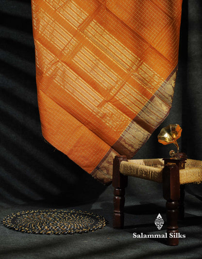 Beautiful Peacock Blue Traditional Checks Chettinad Pure Cotton Saree With Ramar Blue Border
