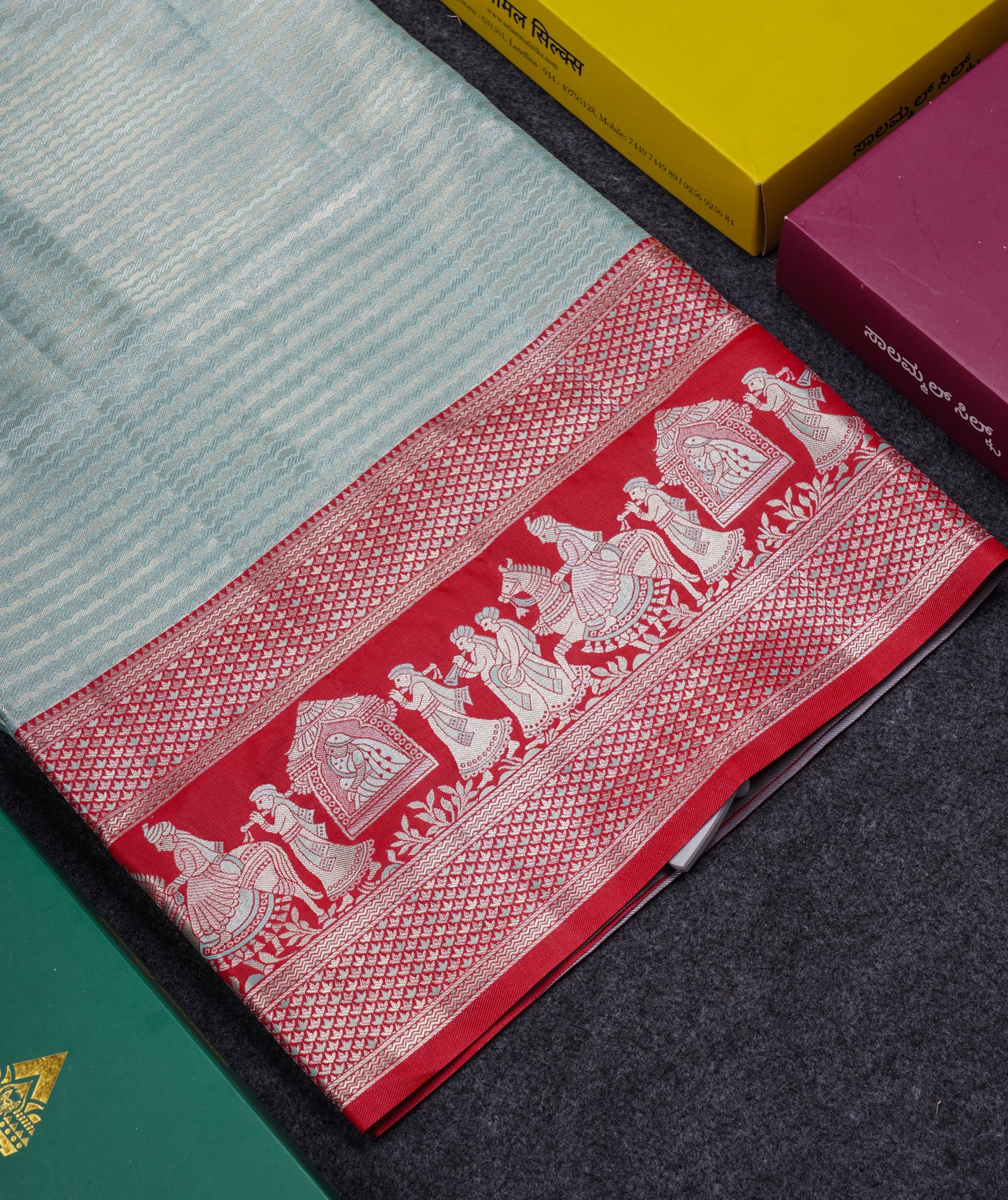 Beautiful Light Green Tissue Silk Mix Saree With Contrast Vadamalli Traditional Pallaku Evening Morning Border