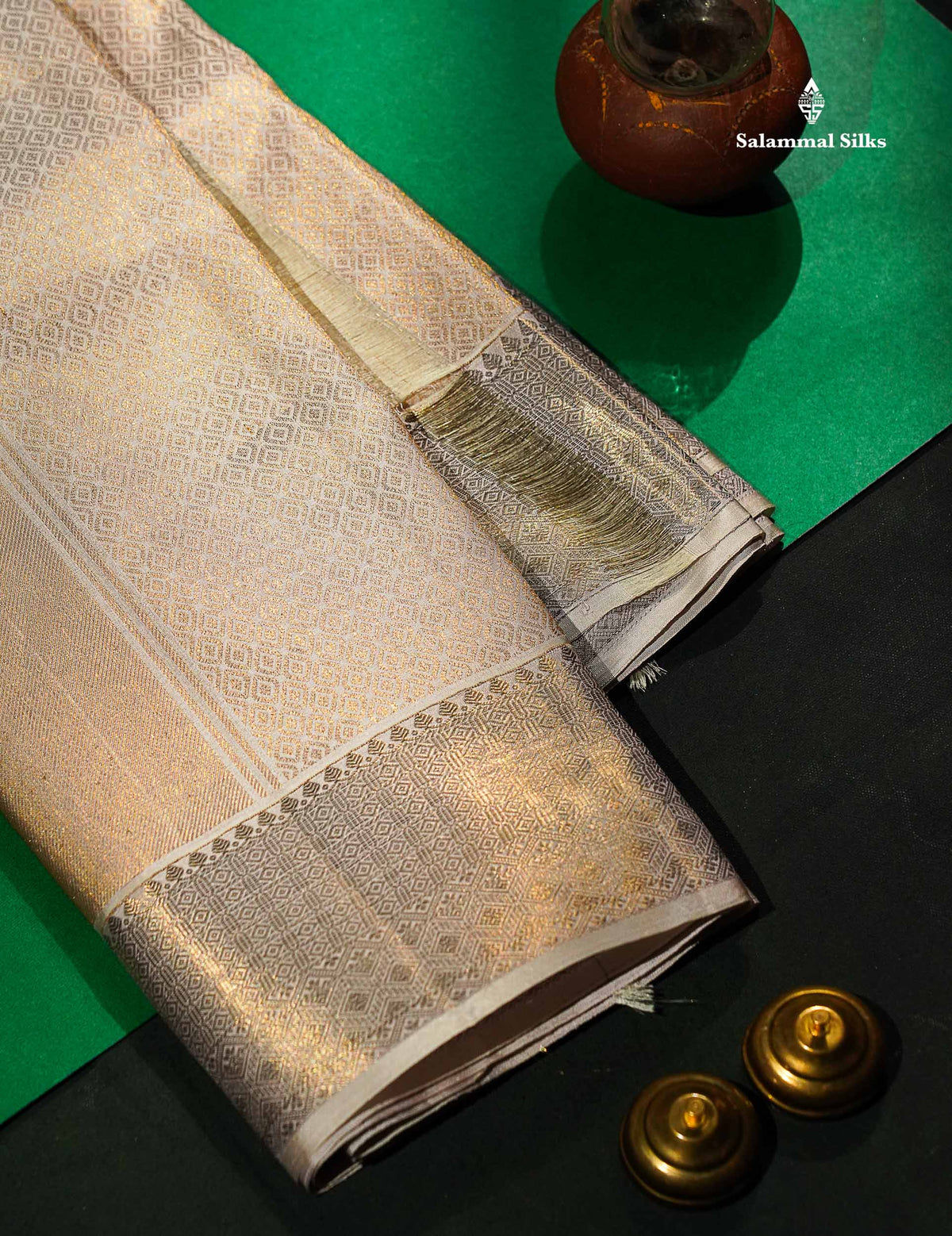 Pure Silk Dhoti 2G Zari With Shirt/Kurthi 3 Mtrs & Angavastram - Beige With Zari Border | 9×5