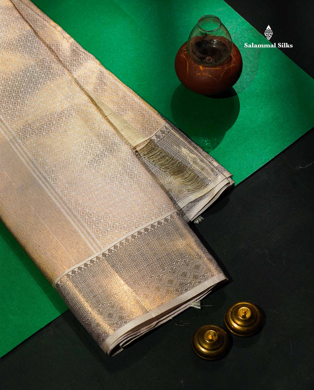 Pure Silk Dhoti 2G Zari With Shirt/Kurthi 3 Mtrs & Angavastram - Beige With Zari Border | 9×5