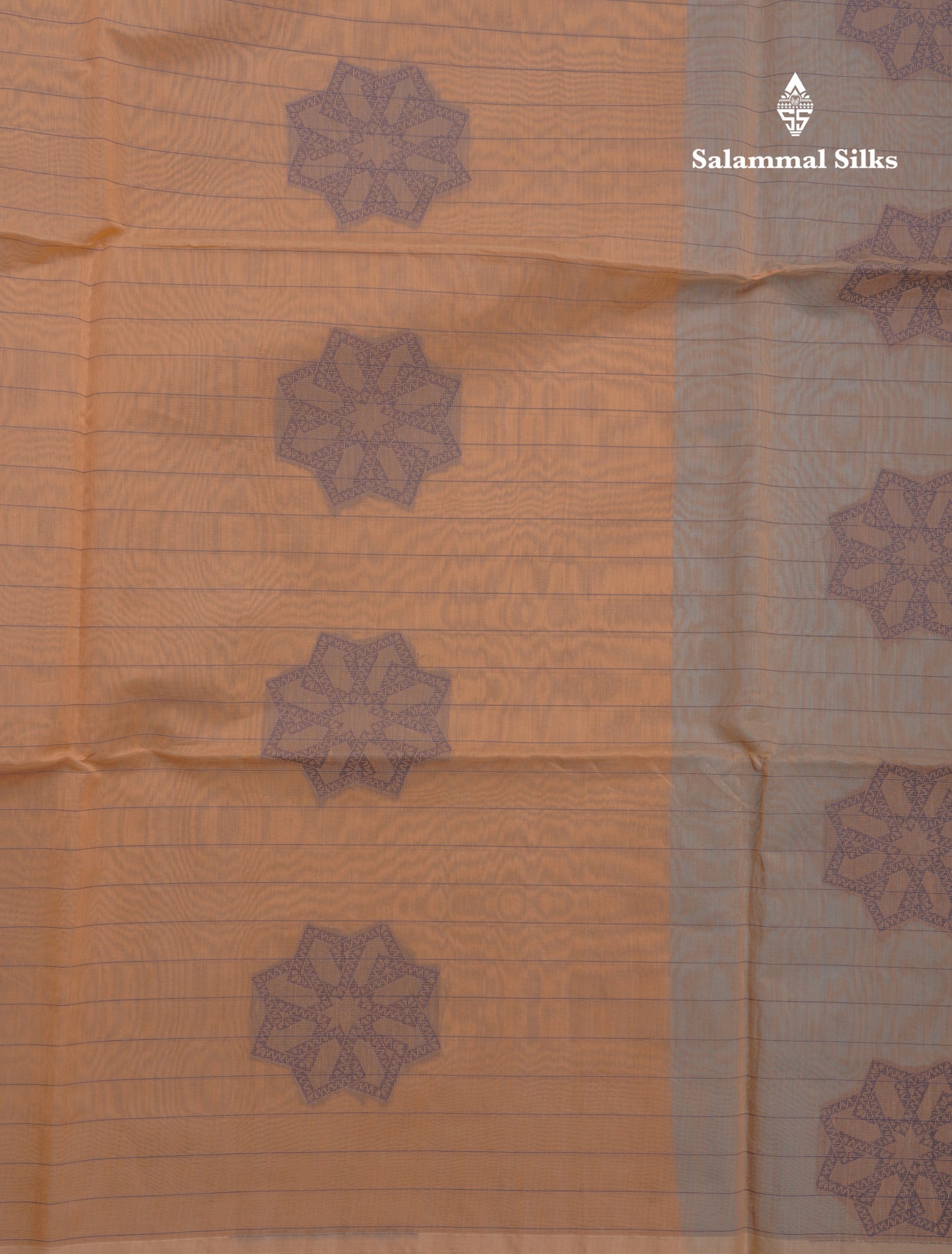 Peach Beautiful Fancy Kora Cotton Saree With Contrast Sky Blue Blouse