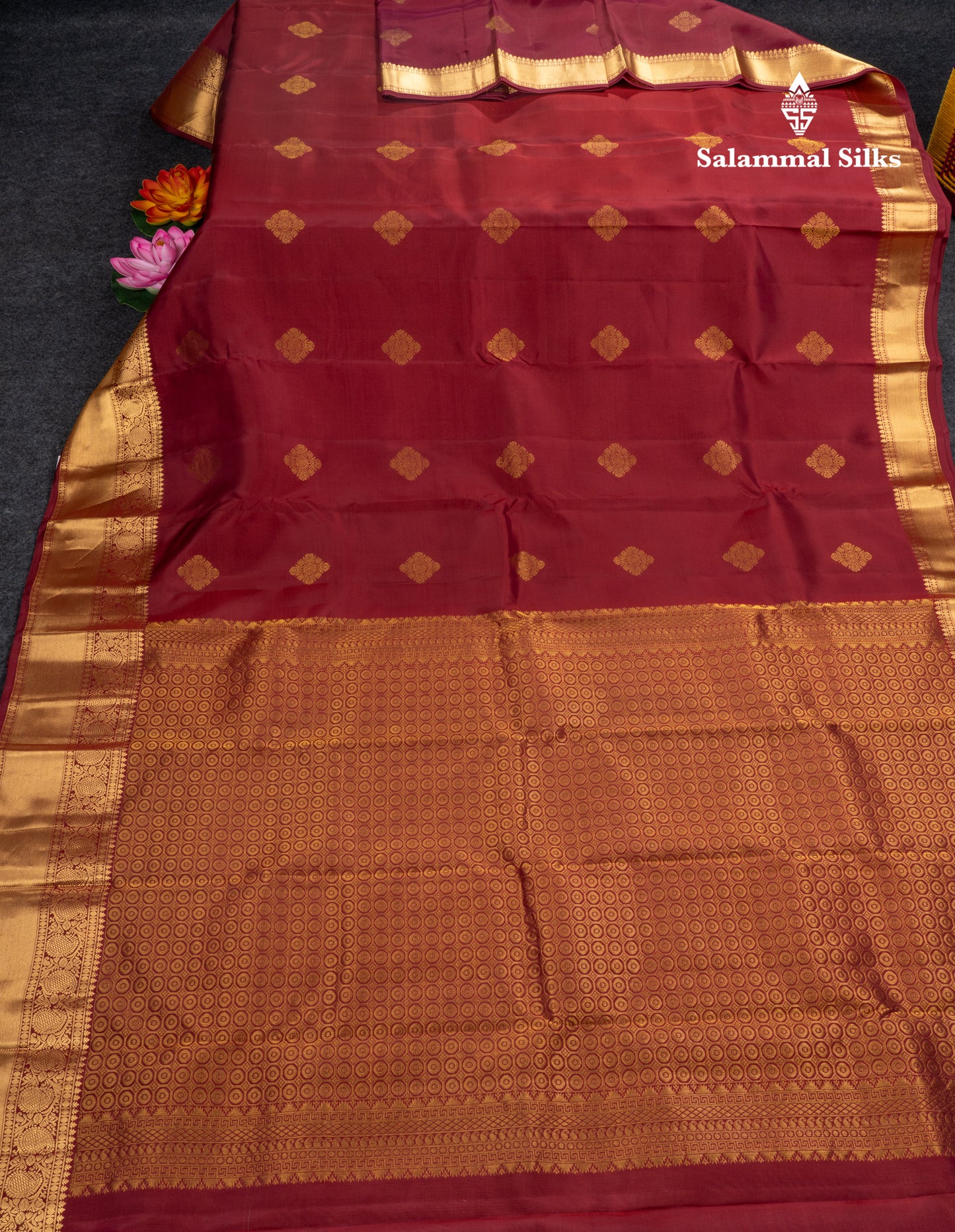 Dark Maroon Pure Silk Mix Saree With Contrast Rexona Blouse
