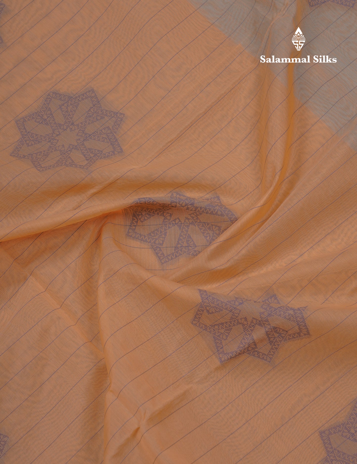 Peach Beautiful Fancy Kora Cotton Saree With Contrast Sky Blue Blouse