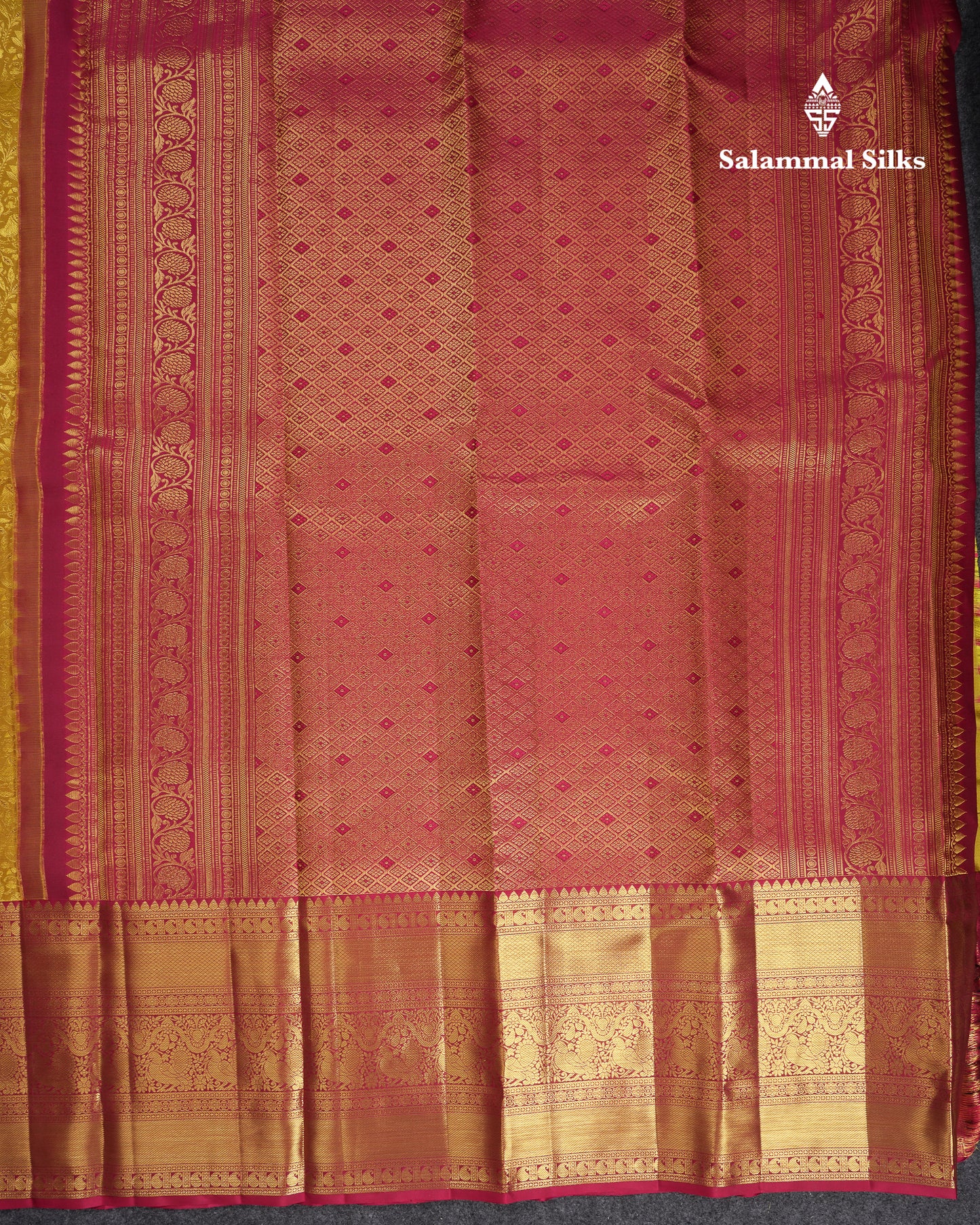 Beautiful Mustard Yellow Bridal Pure Kanjivaram Silk Saree With Contrast Maroon Traditional Evening Morning Border