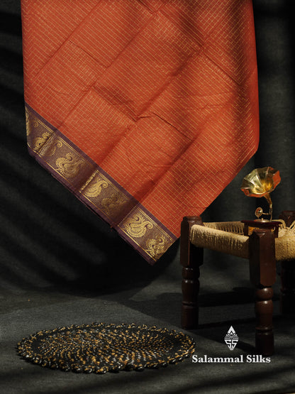 Beautiful Peacock Blue Traditional Checks Chettinad Pure Cotton Saree With Ramar Blue Border