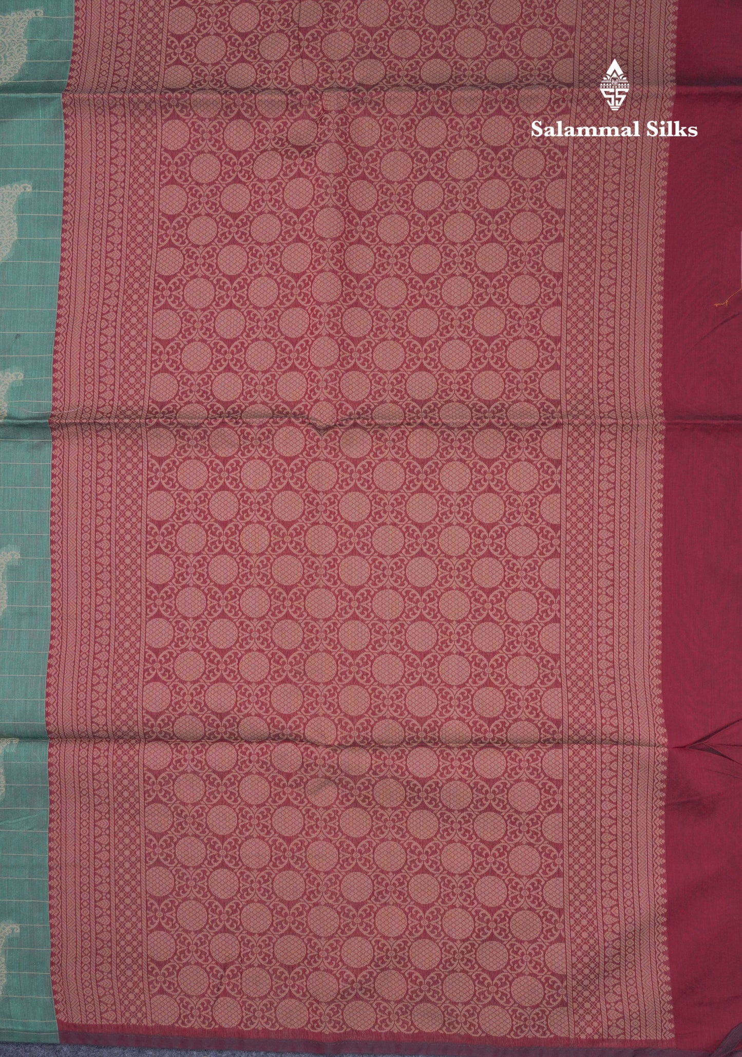 Green Shade Beautiful Fancy Kora Cotton Saree With Contrast Maroon Blouse