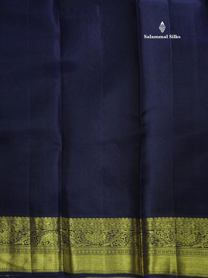 Baby Pink Bridal Pure Kanjivaram Silk Saree With Navy Blue Border