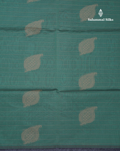 Green Shade Beautiful Fancy Kora Cotton Saree With Contrast Maroon Blouse