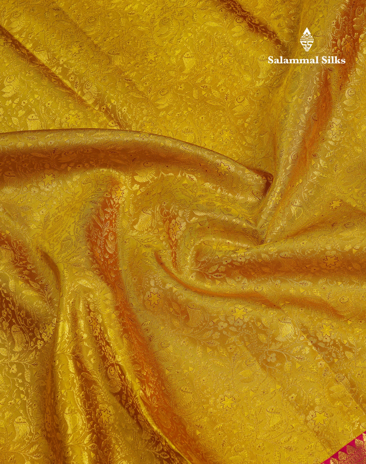 Beautiful Mustard Yellow Bridal Pure Kanjivaram Silk Saree With Contrast Maroon Traditional Evening Morning Border