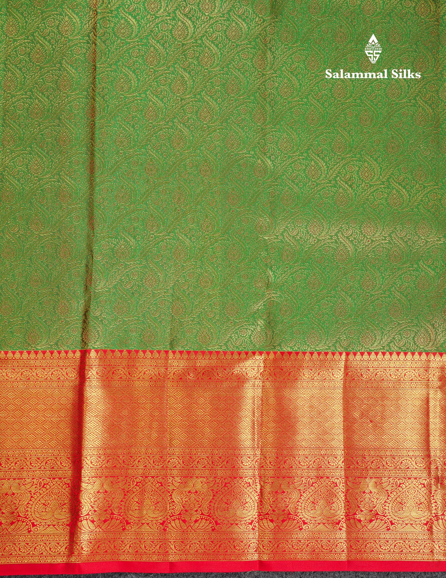 Beautiful Dual Tone Green Bridal Pure Kanjivaram Silk Saree With Contrast Chilly Red Traditional Evening Morning Border