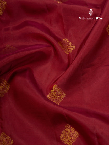 Dark Maroon Pure Silk Mix Saree With Contrast Rexona Blouse