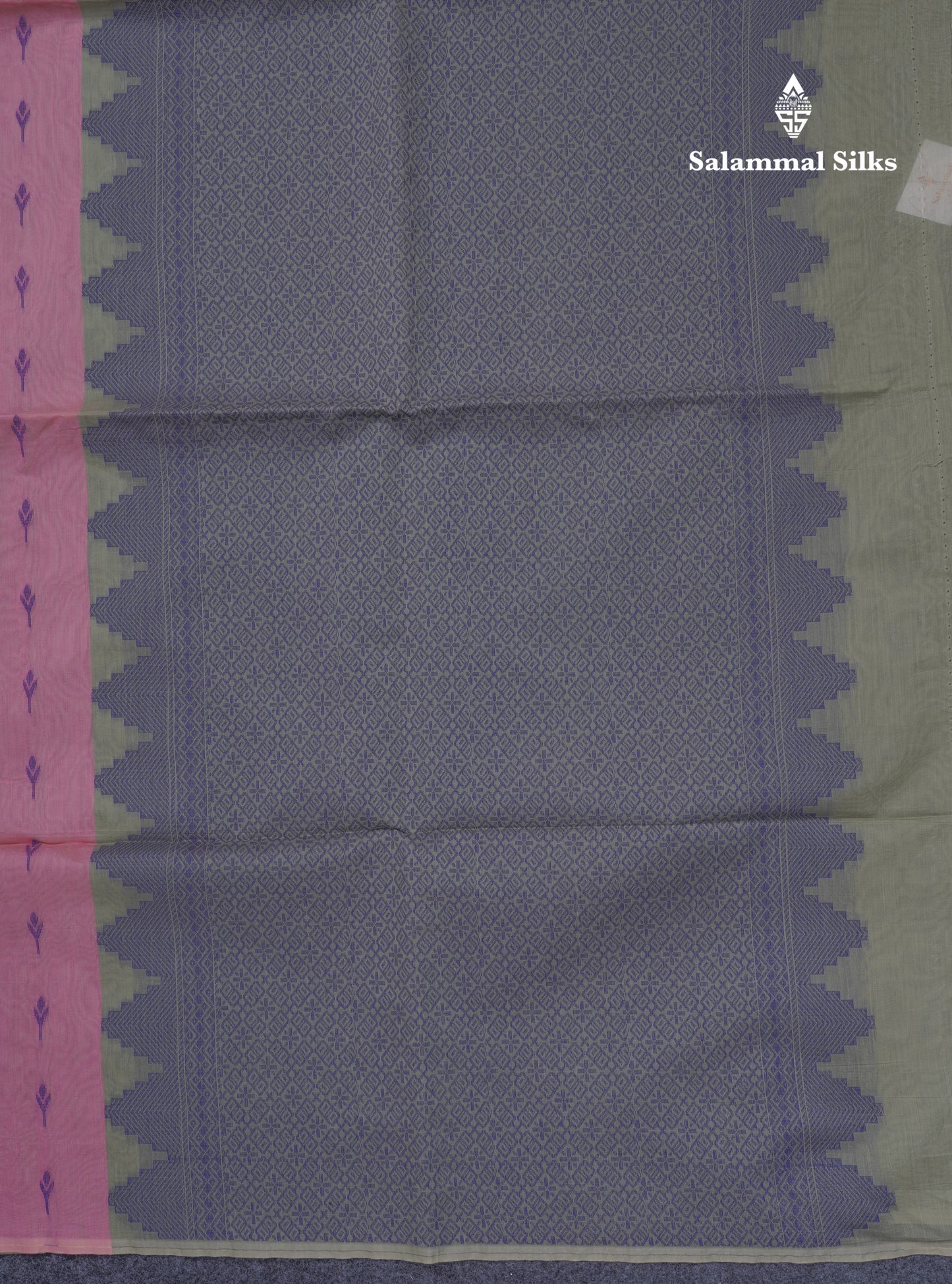 Light Pink Beautiful Fancy Kora Cotton Saree With Contrast Green Shade Blouse