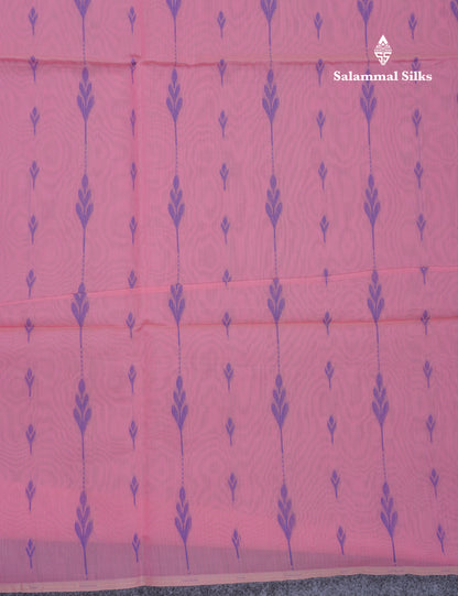 Light Pink Beautiful Fancy Kora Cotton Saree With Contrast Green Shade Blouse