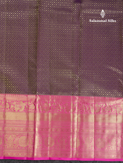 Beautiful Dark Navy Blue Bridal Pure Kanjivaram Silk Saree With Contrast Light Pink Traditional Evening Morning Border