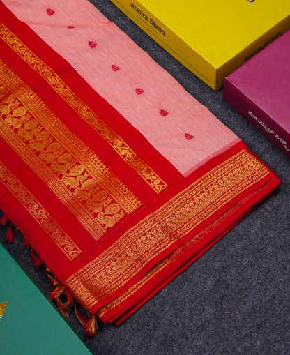 Beautiful Blue Kalyani Cotton Saree With Contrast Dark Maroon Blouse
