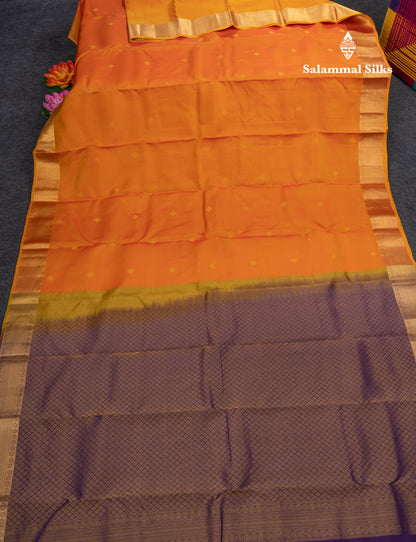 Violet Pure Silk Mix Saree With Contrast Purple Blouse