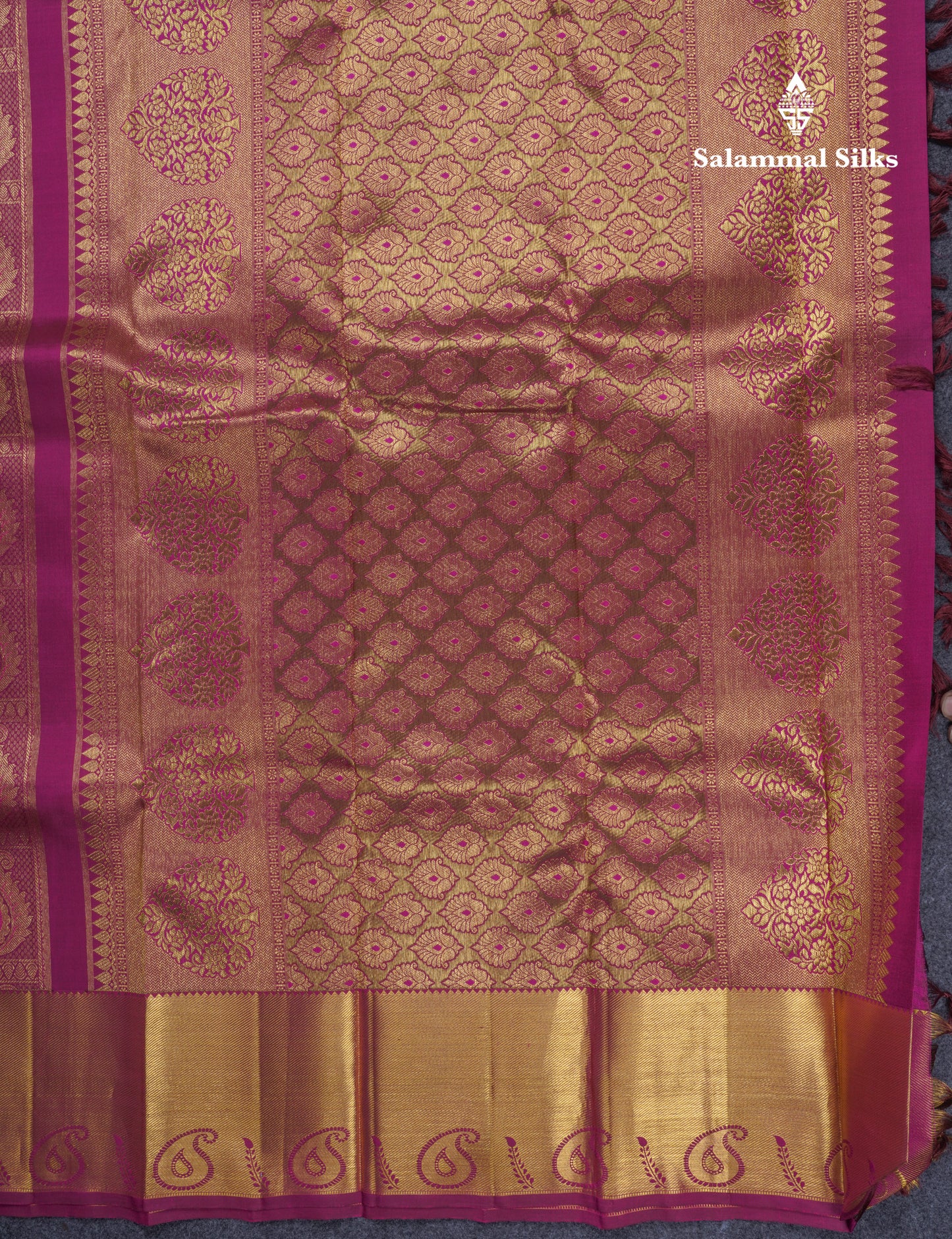 Magenta Beautiful Menakari Work Bridal Pure Kanjivaram Silk Saree With Self Blouse
