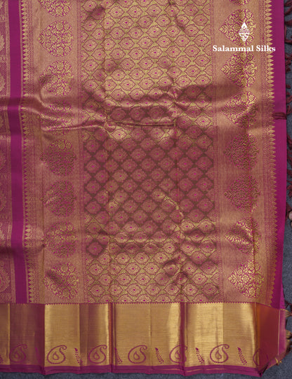 Magenta Beautiful Menakari Work Bridal Pure Kanjivaram Silk Saree With Self Blouse