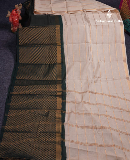 Beautiful Black Sungudi Cotton Saree With Contrast Peach Traditional Long Border
