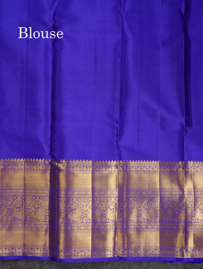 Beautiful Saffire Green Bridal Pure Kanjivaram Silk Saree With Contrast Navy Blue Traditional Evening Morning Border