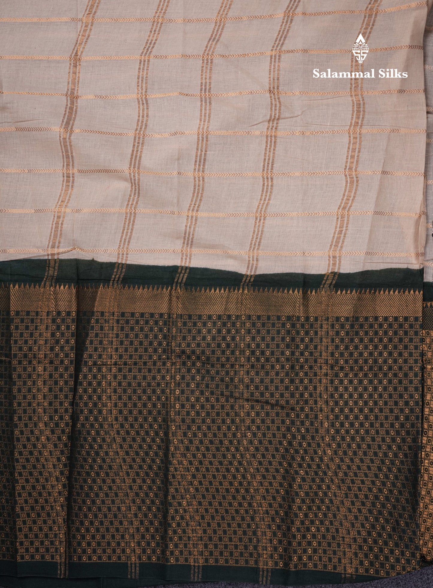 Beautiful Black Sungudi Cotton Saree With Contrast Peach Traditional Long Border