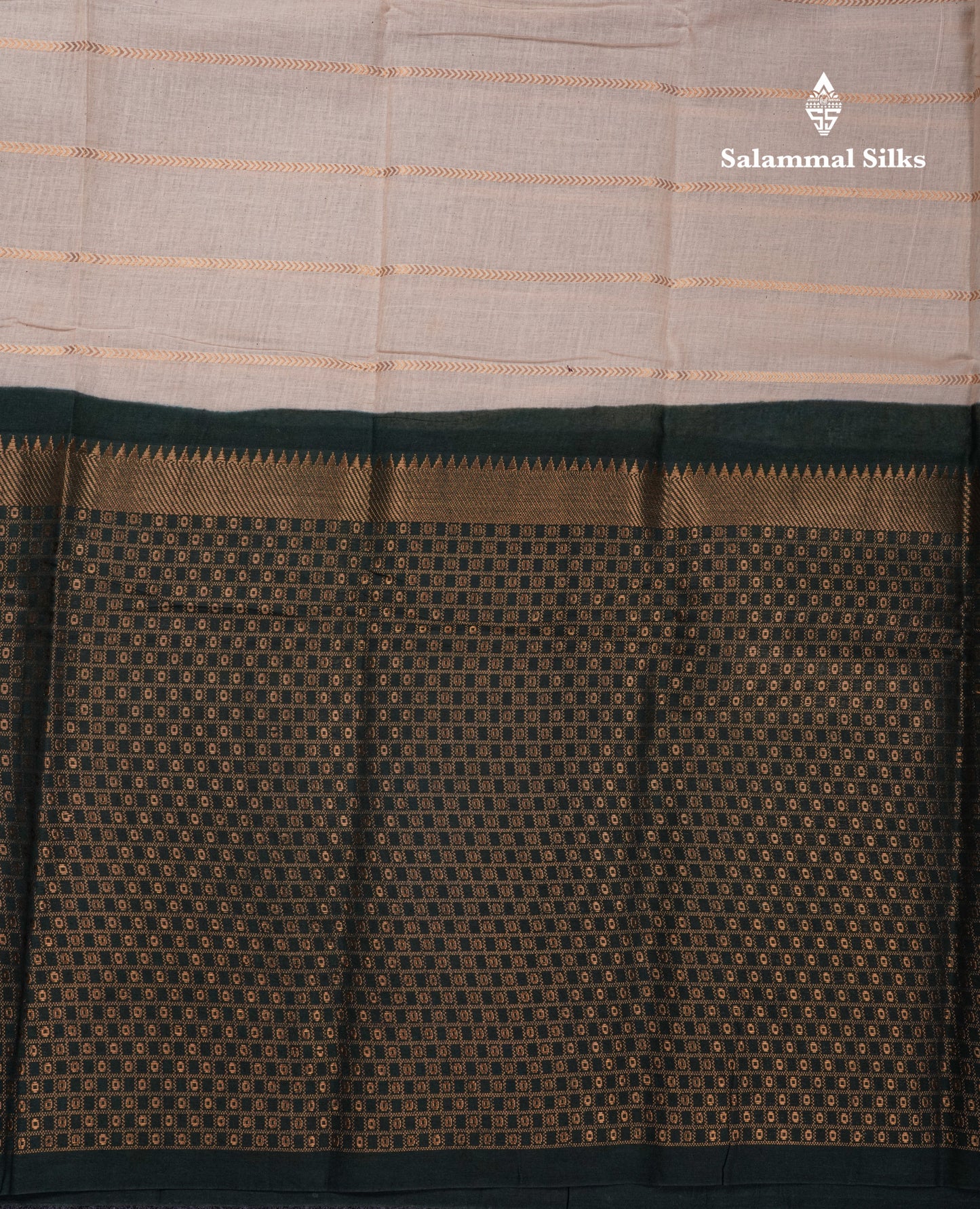Beautiful Black Sungudi Cotton Saree With Contrast Peach Traditional Long Border