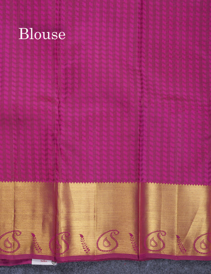 Magenta Beautiful Menakari Work Bridal Pure Kanjivaram Silk Saree With Self Blouse