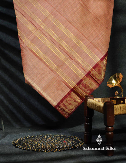Beautiful Peacock Blue Traditional Checks Chettinad Pure Cotton Saree With Ramar Blue Border