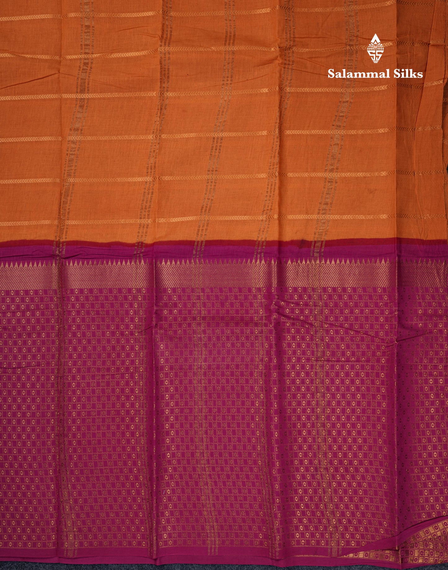 Beautiful Black Sungudi Cotton Saree With Contrast Peach Traditional Long Border