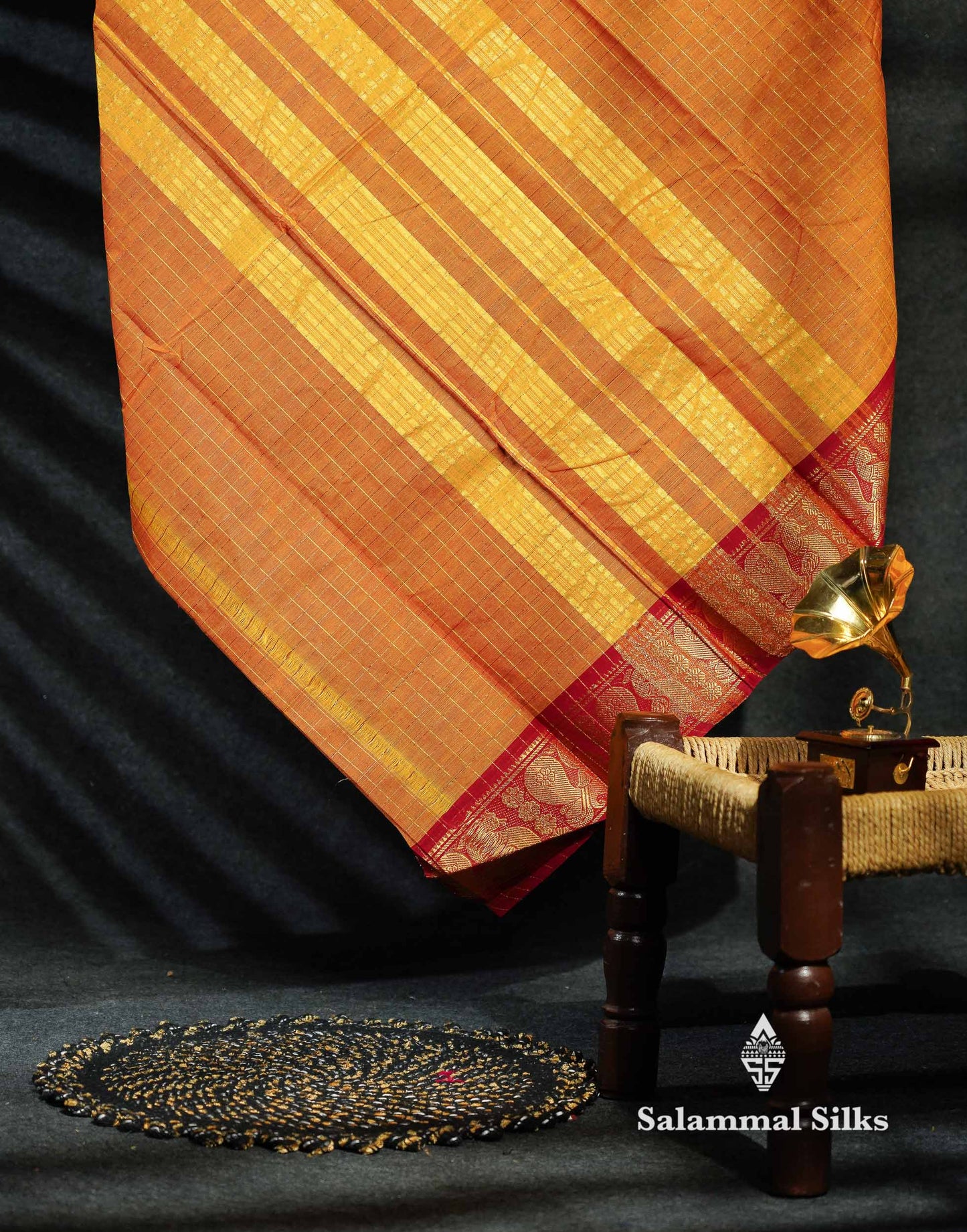 Beautiful Peacock Blue Traditional Checks Chettinad Pure Cotton Saree With Ramar Blue Border
