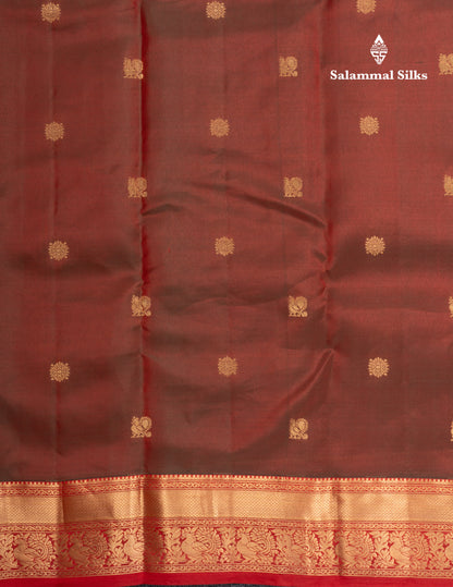 Dual Tone Dark Maroon Pure Silk Mix Saree With Contrast Chilly Red Border