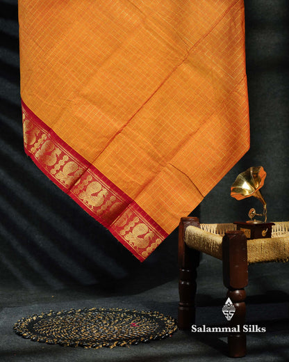Beautiful Peacock Blue Traditional Checks Chettinad Pure Cotton Saree With Ramar Blue Border