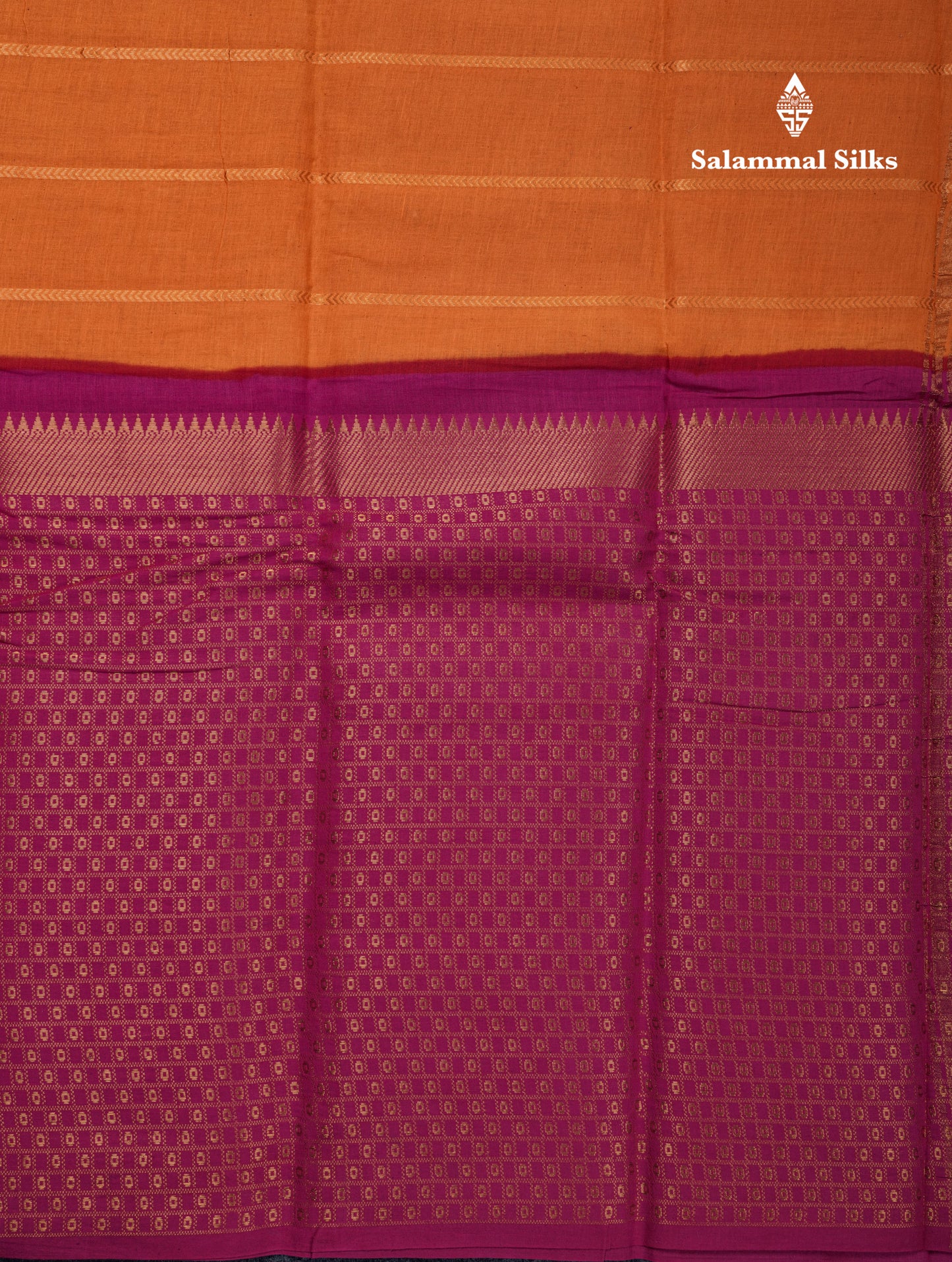 Beautiful Black Sungudi Cotton Saree With Contrast Peach Traditional Long Border